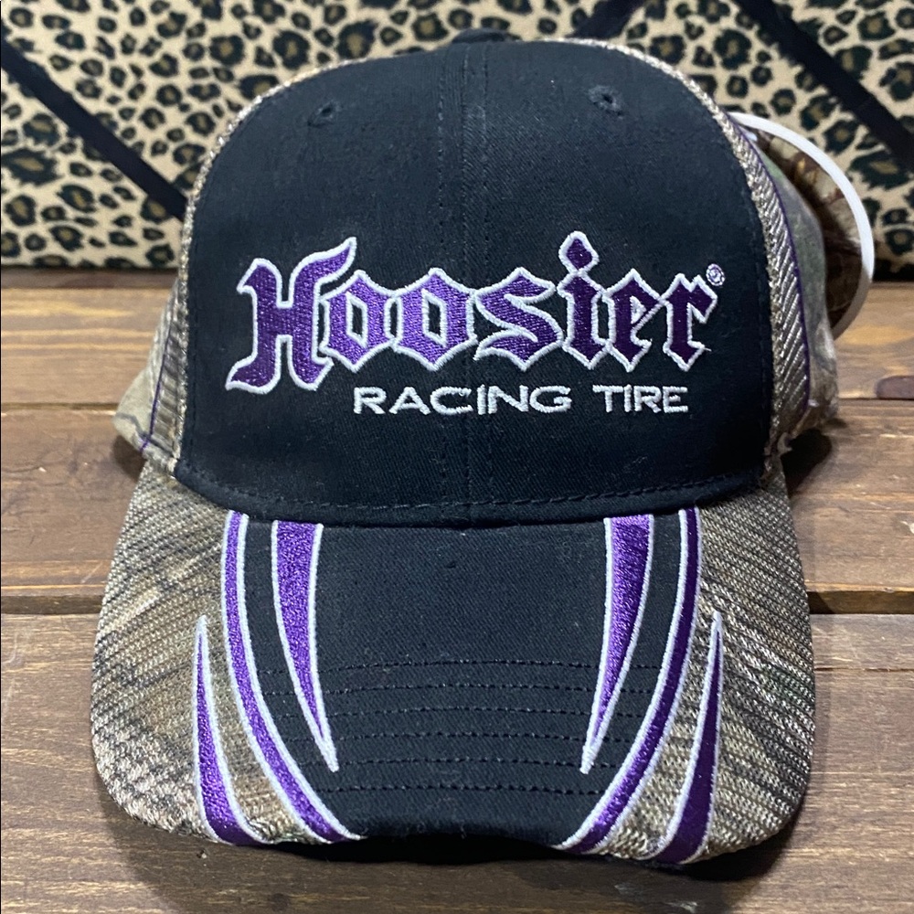 Realtree Xtra Hoosier Racing Tire Camouflage Hat with Black & Purple Details NWT - Picture 12 of 12